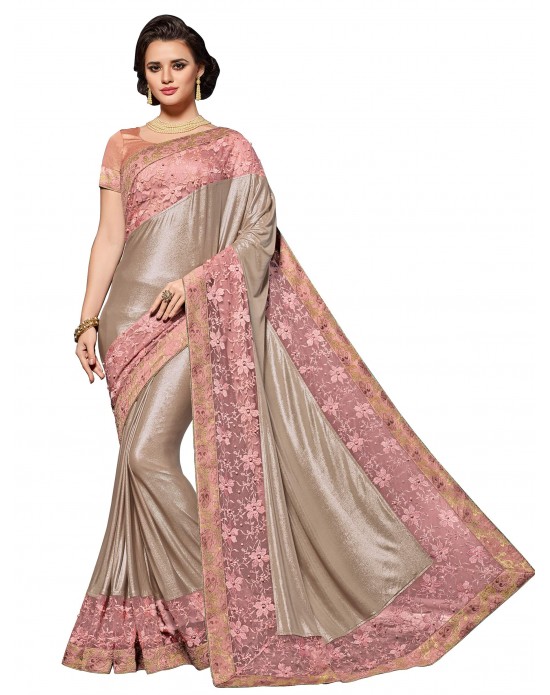 Swadeshi Saree pink and gold color jacquard sari