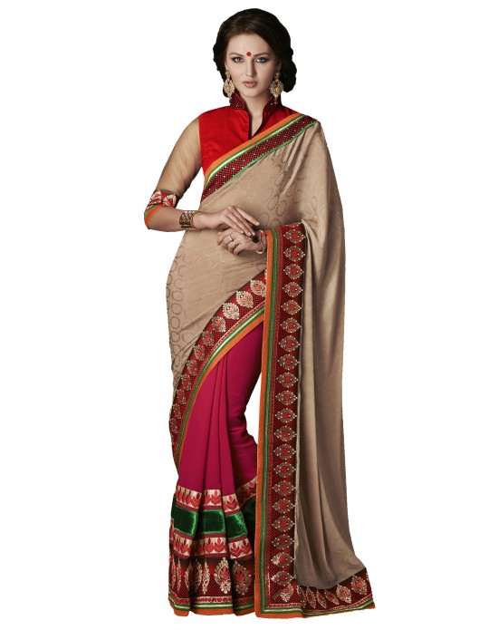 Crepe Brown Heavy border Saree