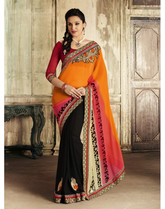 Orange Embellished Saree 7200430.htm - Buy Orange Embellished Saree  7200430.htm online in India