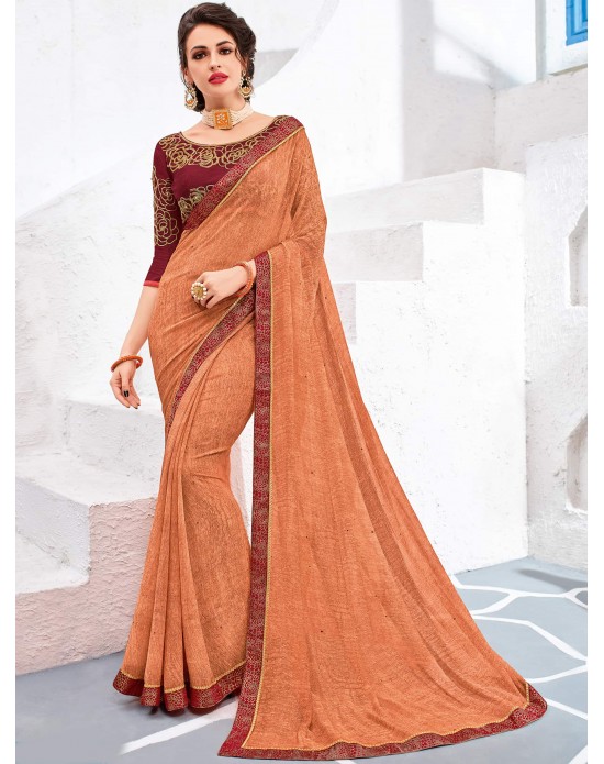 Swadeshi Saree Orange color Georgette sari