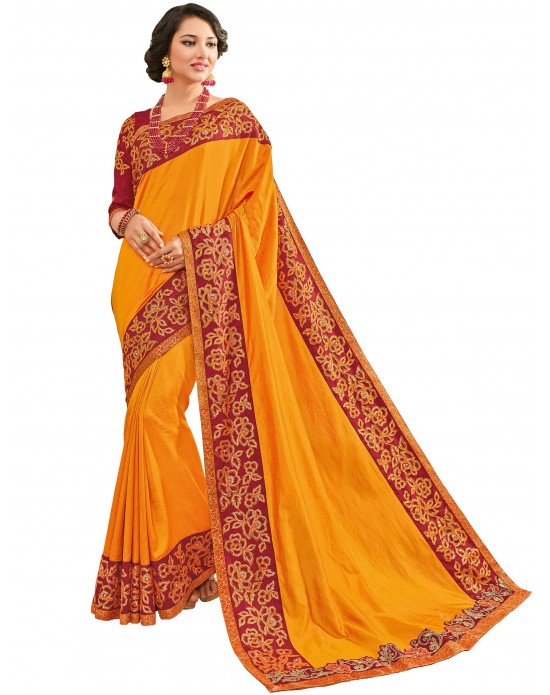 Orange color two tone silk sari