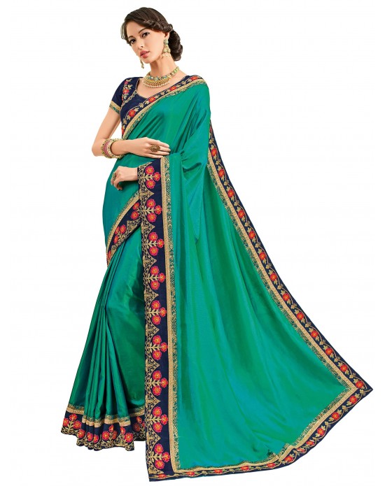 Green color two tone silk Saree