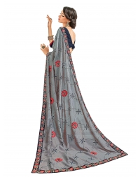 Grey color bright georgette sari