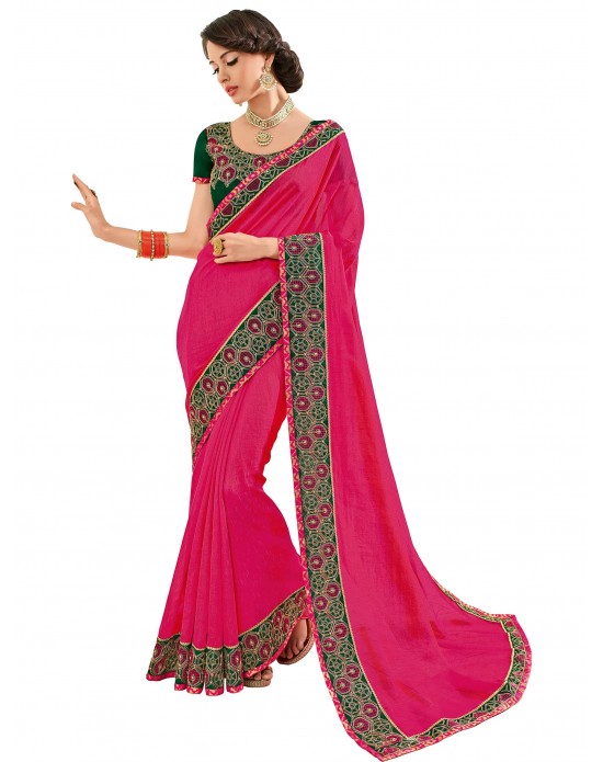 Magenta color two tone silk Saree