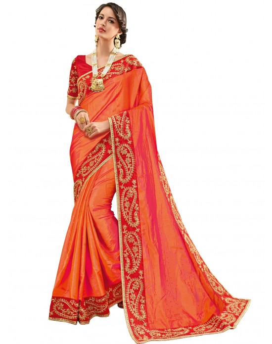 Pink color two tone bright georgette Saree