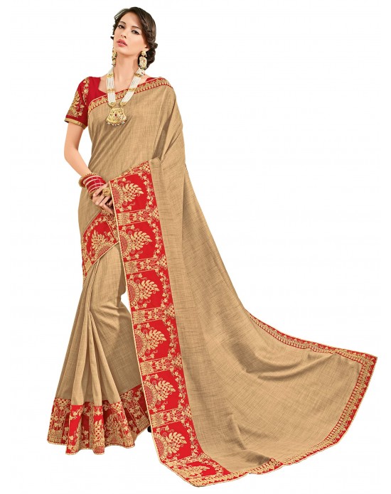 Beige color two tone bright georgette Saree